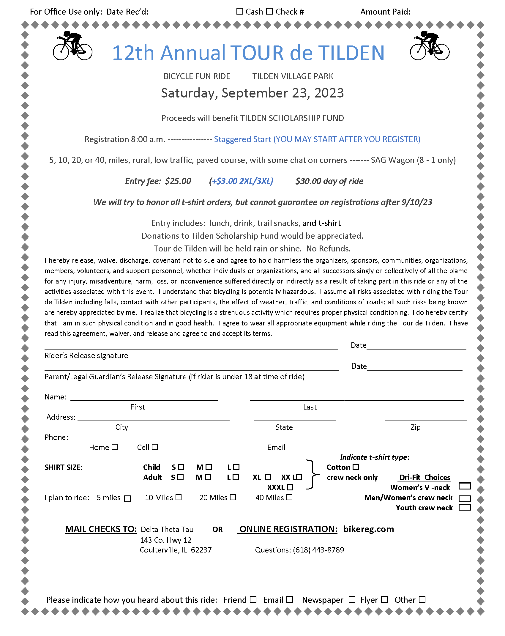 Flyer Tour de Tilden 2023 08 Sparta Community Hospital